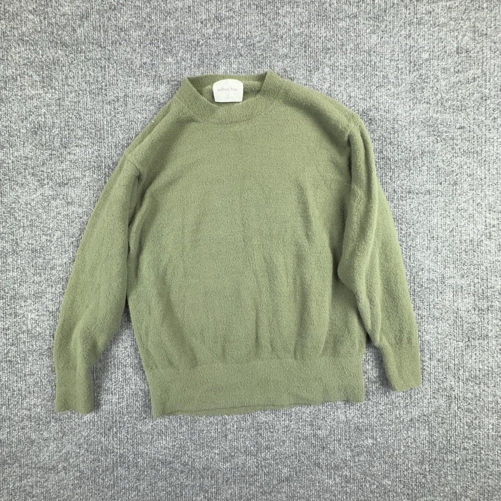 Wilfred Free Sweater Womens 2XS Green Mock Neck Fuzzy Knit Pullover Long Sleeve